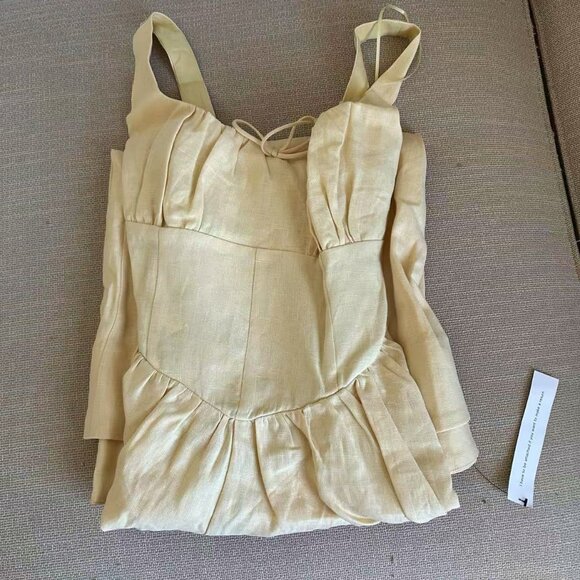 NWT Reformation Balia Linen Midi Dress Sz6 Parmesan Yellow Linen Casual - Picture 5 of 9